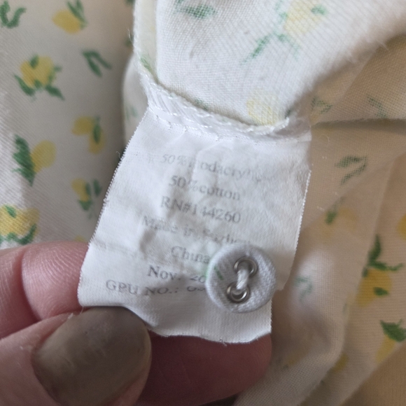 Petite Plume White And Yellow Lemon Citrus Ruffle Button Tank Dress Nightgown - Picture 10 of 10